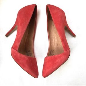 Madewell Red Coral Suede Pumps